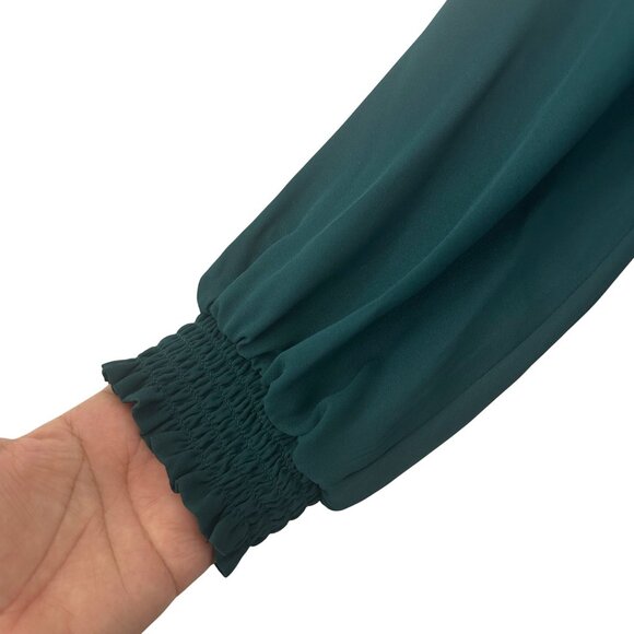 Apt. 9 Womens Long-Sleeve Blouse SZ XL Green Keyhole Neck Lightweight Polyester - Picture 8 of 12